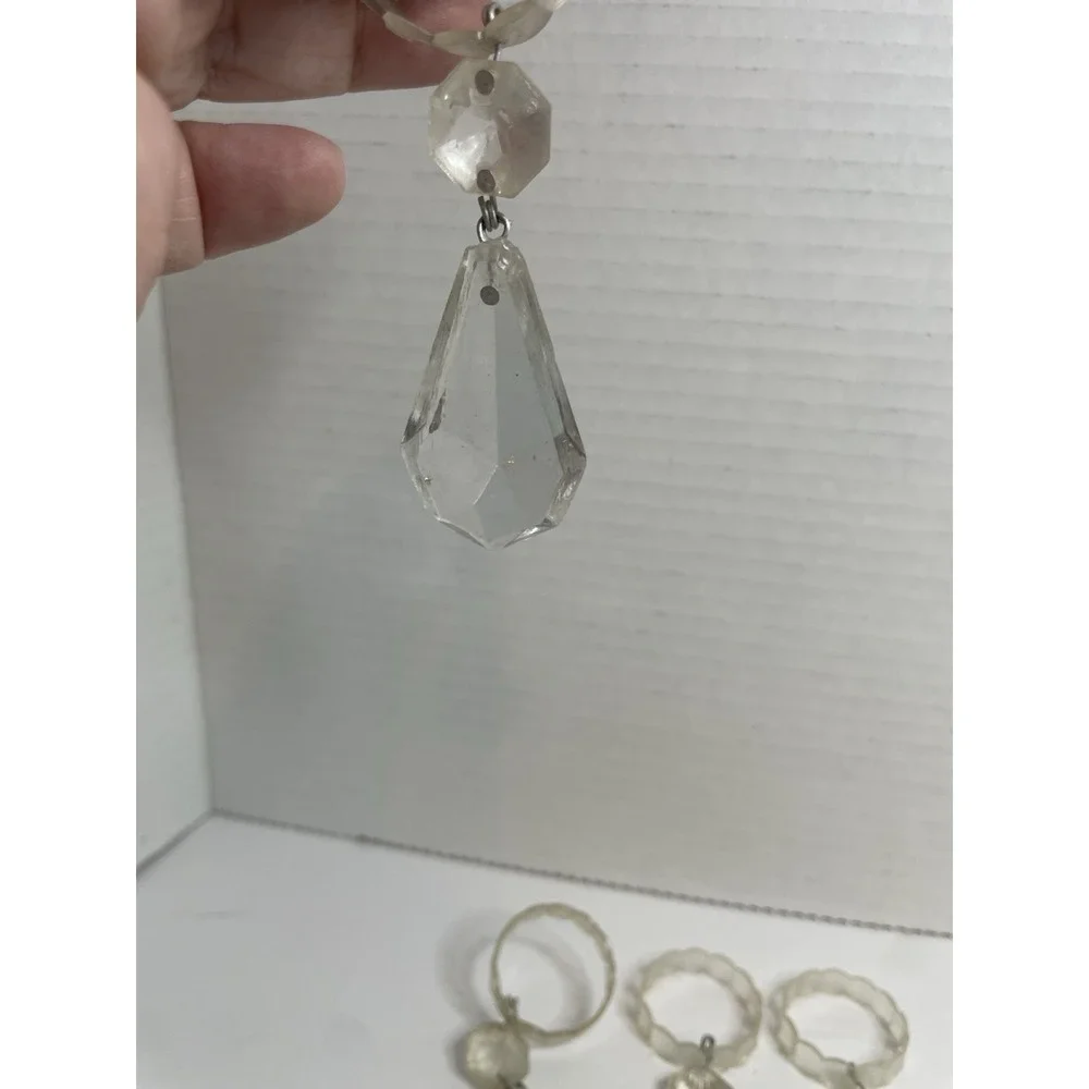 5 Vintage Antique Clear Chandelier Crystal Point Teardrop Prisms 3